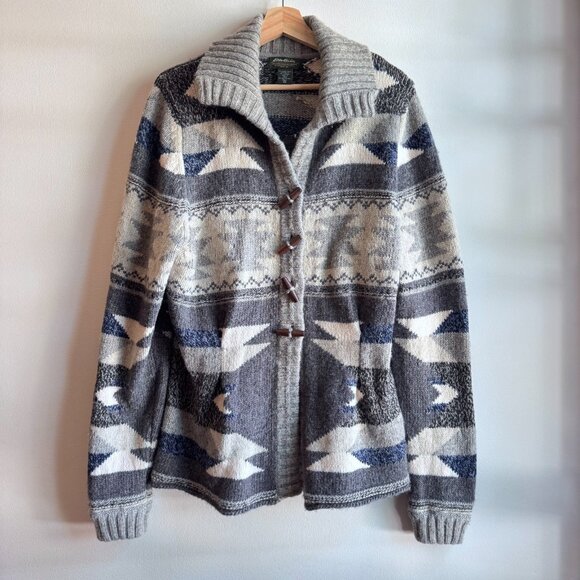 Eddie Bauer XXL Tall Aztec Wool-Cashmere Toggle Cardigan Sweater • Cozy Fall Out - Picture 1 of 7